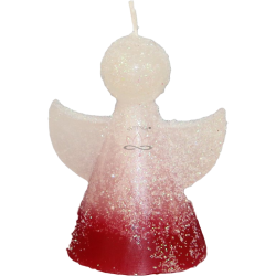 ENGEL Kerze – Eisrot mit Glitzer, Vanille-Erdbeere, 8 cm