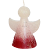 ENGEL Kerze – Eisrot mit Glitzer, Vanille-Erdbeere, 8 cm