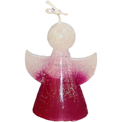 ENGEL Kerze – Eis-Magenta mit Glitzer, Vanille & Weihnachtspunsch