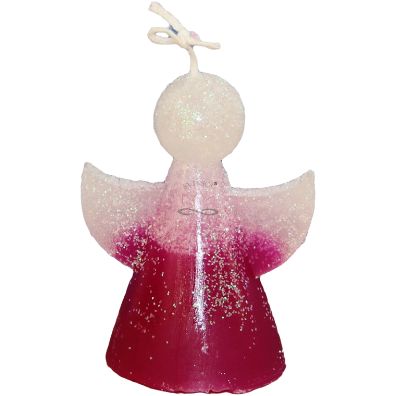Svíčka ANDĚL - ledově magentová třpytkami
