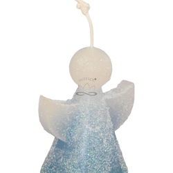 ENGEL Kerze – Eistürkis mit Glitzer, Vanille & Euphorie, 6-12 Std.