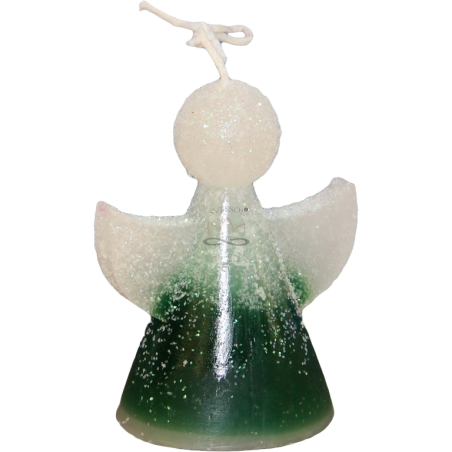 Svíčka ANDĚL - ledově zelená třpytkami