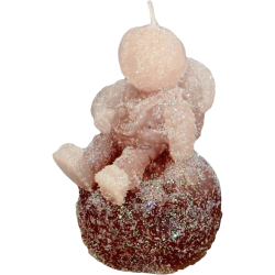 ASTRONAUT Kerze – Eisbraun Glitzer, Schokolade-Vanille, handgemacht