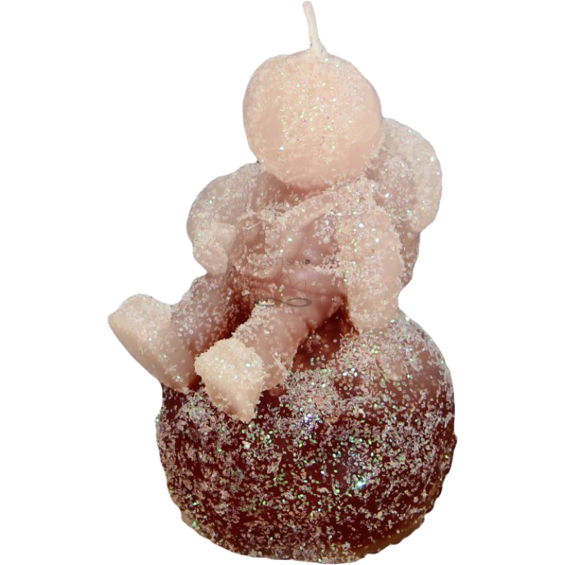 ASTRONAUT Candle – Icy Brown Glitter, Chocolate-Vanilla, Handmade