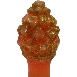 Svíčka Šiška malá - zlaté třpytky oranžová