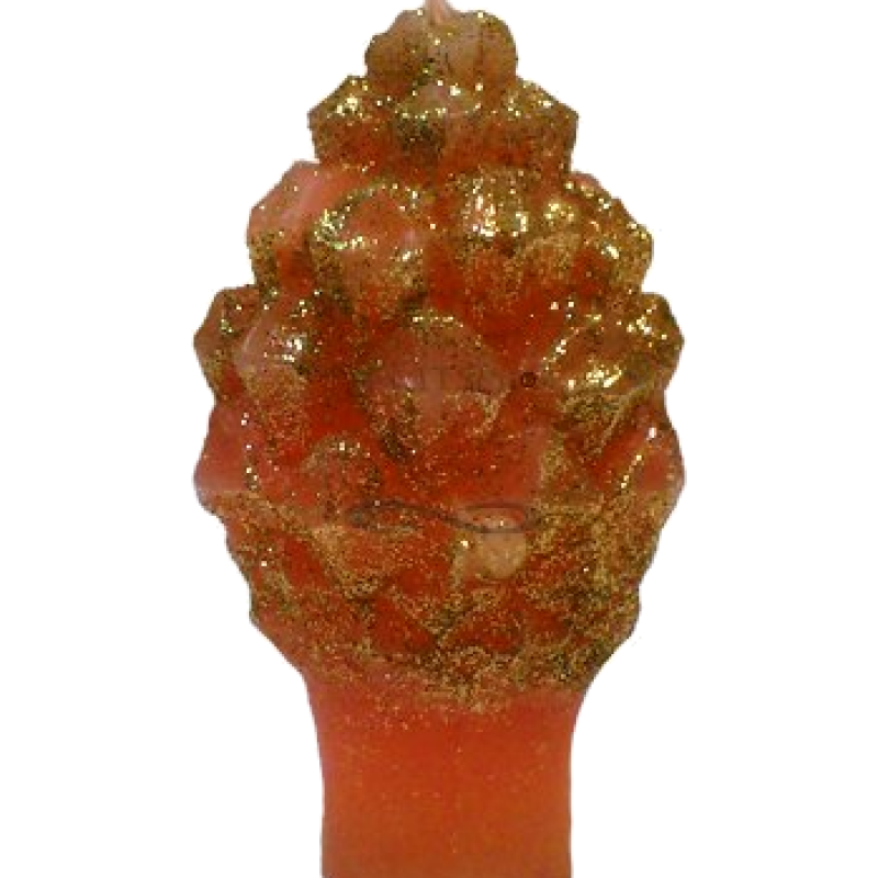 Svíčka Šiška malá - zlaté třpytky oranžová