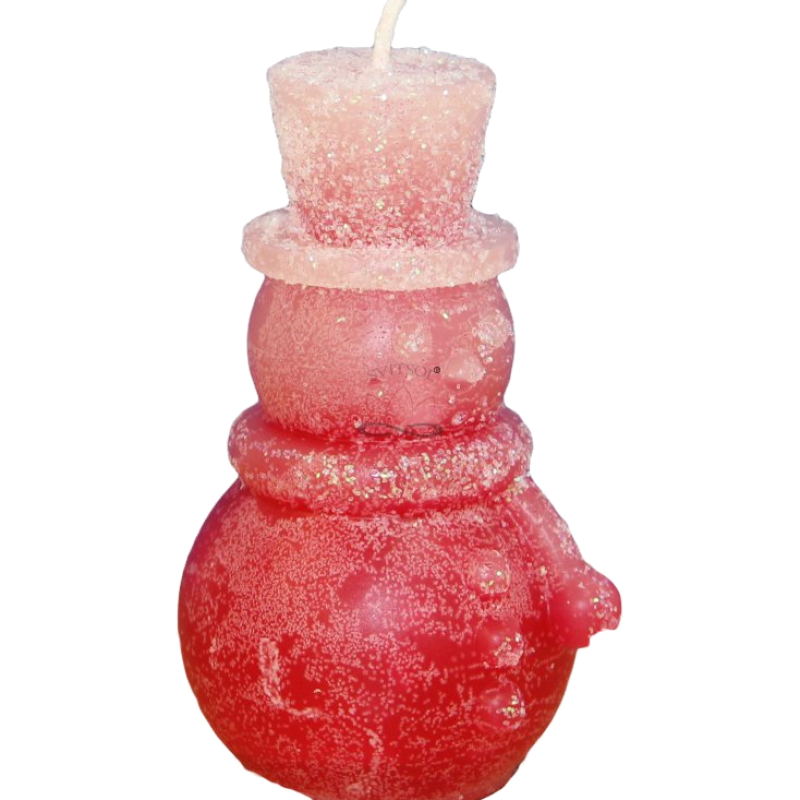 Svíčka SNĚHULÁK CYLINDR - třpyt ledově červená