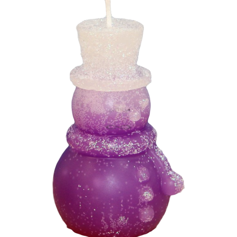 Svíčka SNĚHULÁK CYLINDR - třpyt ledově fialová