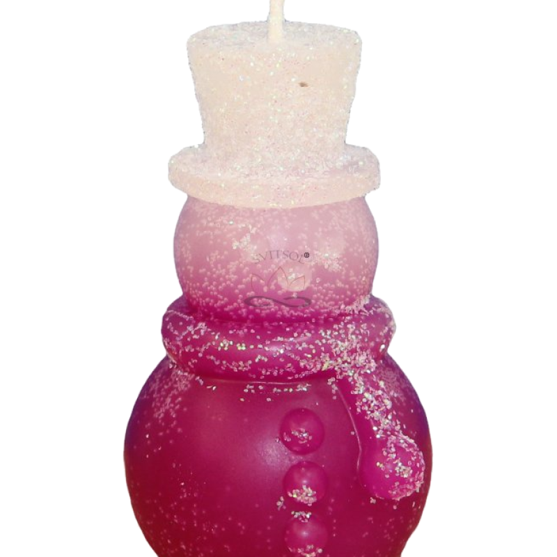 Svíčka SNĚHULÁK CYLINDR - třpyt ledově magenta