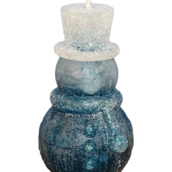 SNOWMAN TOP HAT Candle – Icy Blue Glitter, Vanilla & Euphoria, Handmade