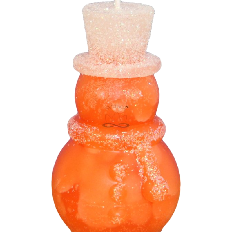 Svíčka SNĚHULÁK CYLINDR - třpyt ledově oranžová