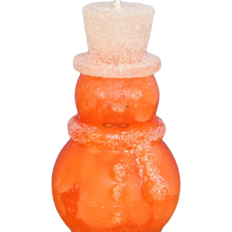 Svíčka SNĚHULÁK CYLINDR - třpyt ledově oranžová