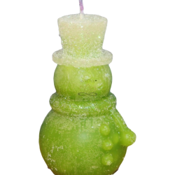 SNOWMAN CYLINDER Candle – Icy Green Glitter, Vanilla-Apple, 8-15h