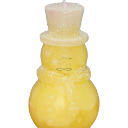 SNOWMAN TOP HAT Candle – Icy Yellow Glitter, Vanilla & Citronella, Handmade