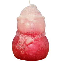 SCHNEEMANN MÜTZE Kerze – Eisrot Glitzer, Walderdbeerduft