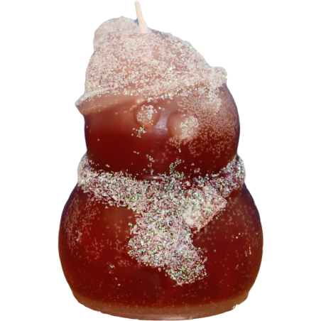 Svíčka SNĚHULÁK KULICH - třpyt ledově hnědá