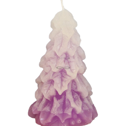 Candle Tree MISTLETOE – icy purple glitter, vanilla & lavender, 18–36h