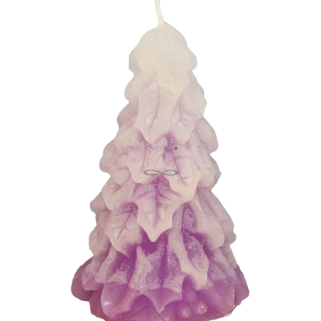 Candle Tree MISTLETOE – icy purple glitter, vanilla & lavender, 18–36h