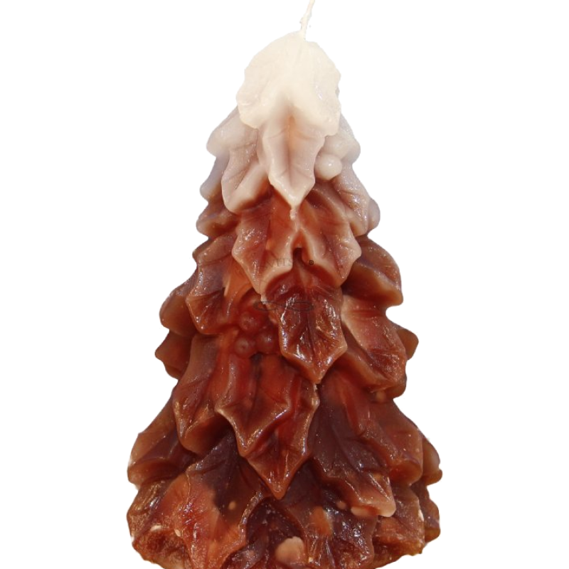 Svíčka STROMEK JMELÍ - třpyt ledově hnědá