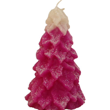 Svíčka STROMEK JMELÍ - třpyt ledově magenta