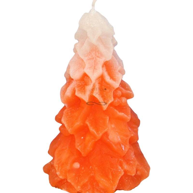 Svíčka STROMEK JMELÍ - třpyt ledově oranžová