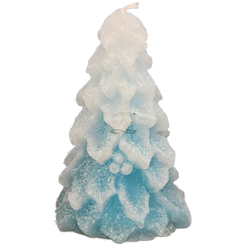 Svíčka STROMEK JMELÍ - třpyt ledově tyrkysová