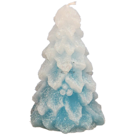 Svíčka STROMEK JMELÍ - třpyt ledově tyrkysová