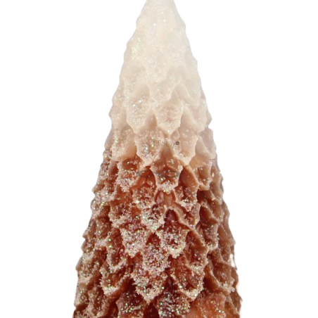 Svíčka STROMEK MINI - třpyt ledově hnědá