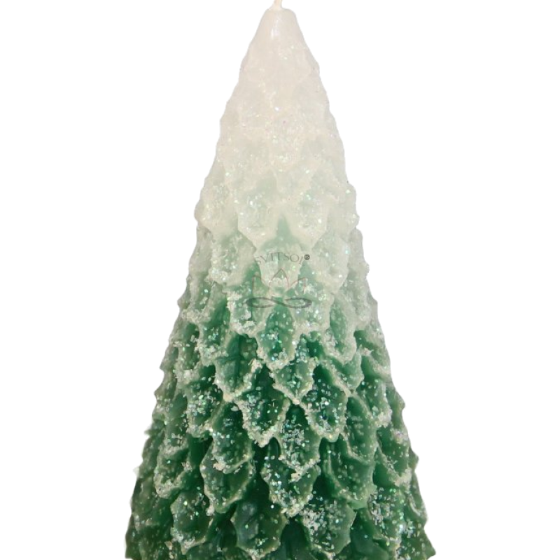 Svíčka STROMEK MINI - třpyt ledově zelená