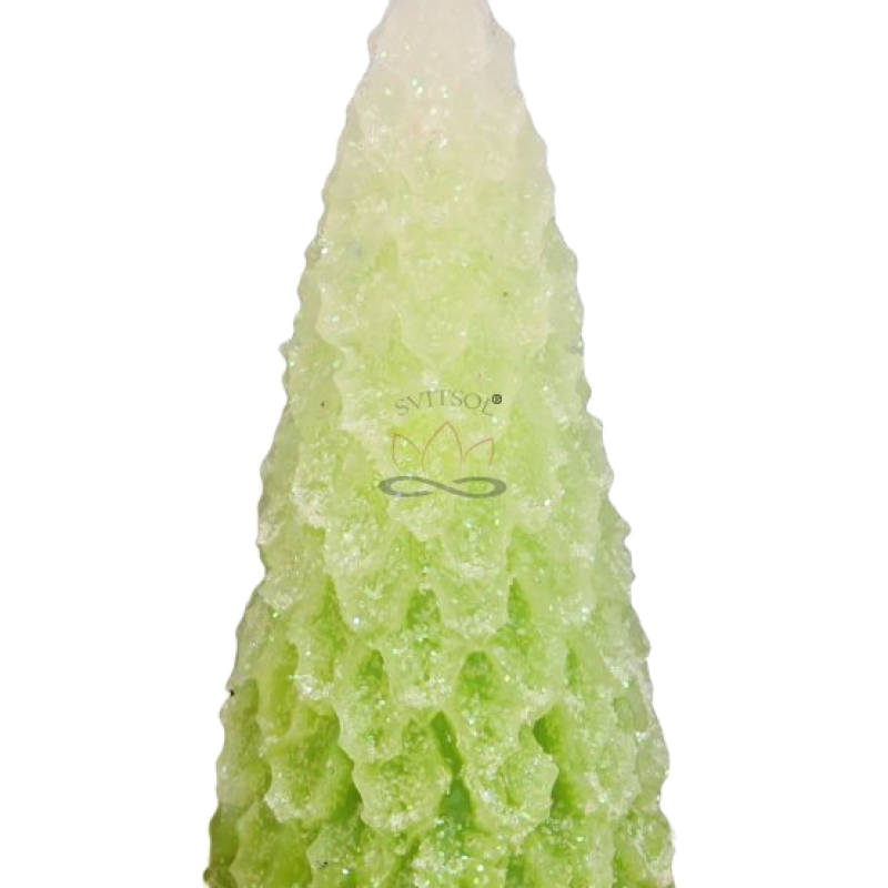 Svíčka STROMEK MINI - třpyt ledově zelená reflexní