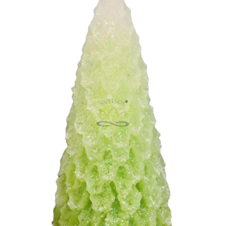 Svíčka STROMEK MINI - třpyt ledově zelená reflexní