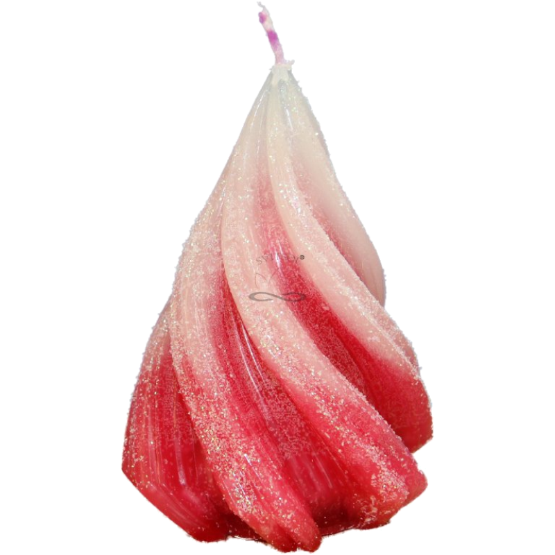 Svíčka STROMEK SPIRÁLA - třpytky ledově magenta