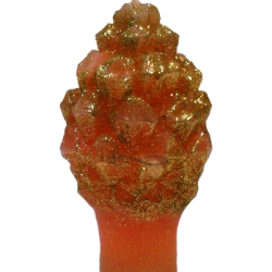 Svíčka Šiška malá - zlaté třpytky oranžová