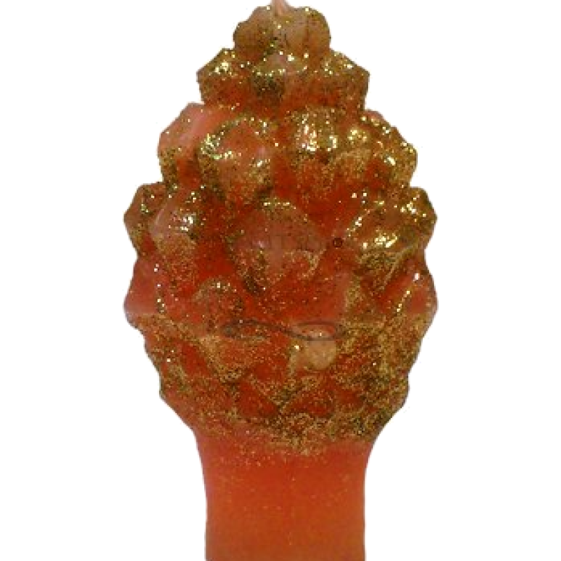 Svíčka Šiška malá - zlaté třpytky oranžová