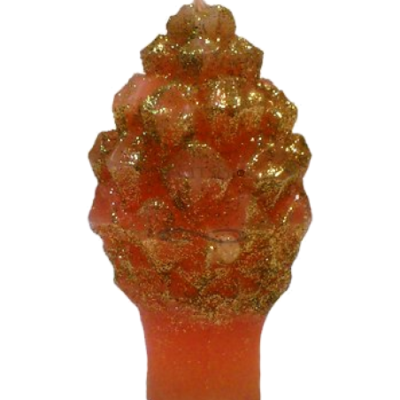 Svíčka Šiška malá - zlaté třpytky oranžová