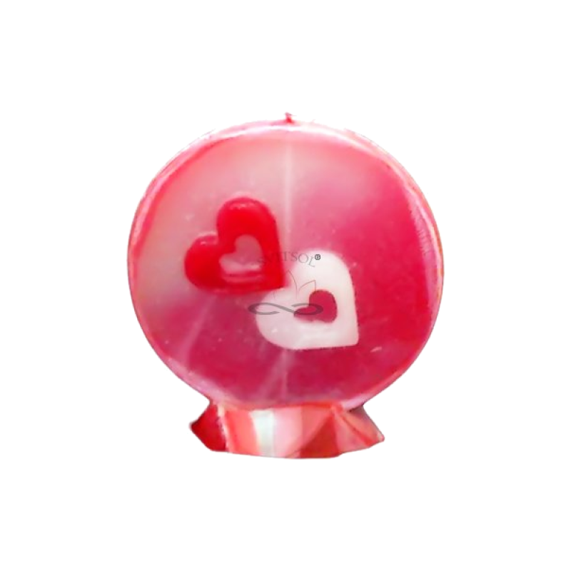 Svíčka SRDÍČKA kruh červeno růžová