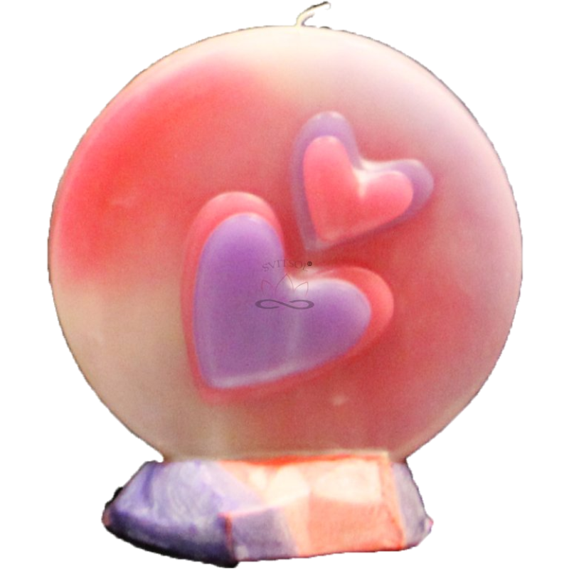 Svíčka SRDÍČKA kruh růžová fialová