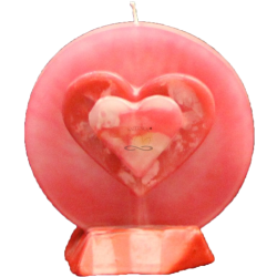 Svíčka SRDÍČKO růžové kruh