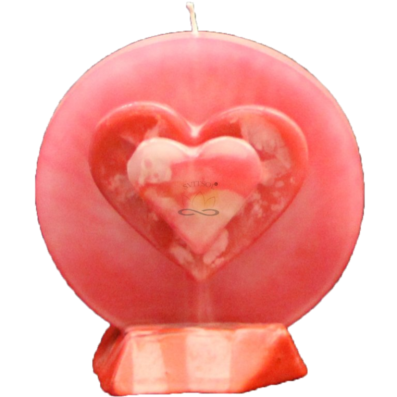 Svíčka SRDÍČKO růžové kruh