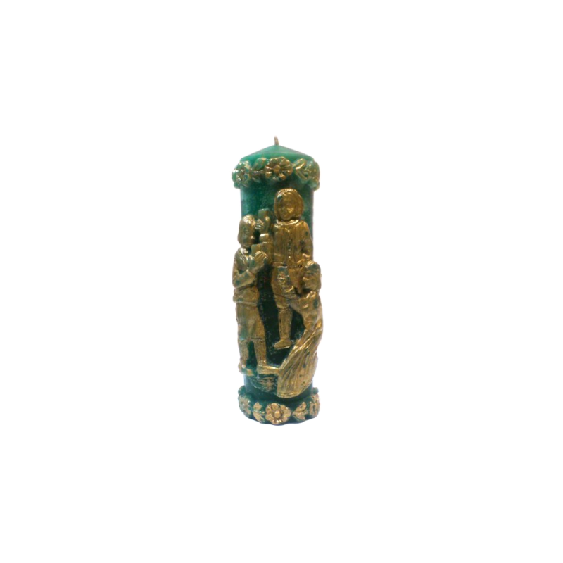 Svíčka BAKUS menší zelený zlatý odstín