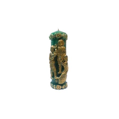 Svíčka BAKUS menší zelený zlatý odstín