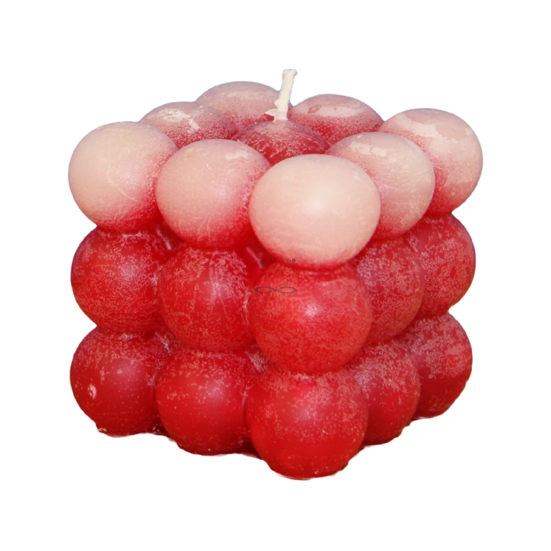 Svíčka KOSTKA BALL třpyt ledová červená