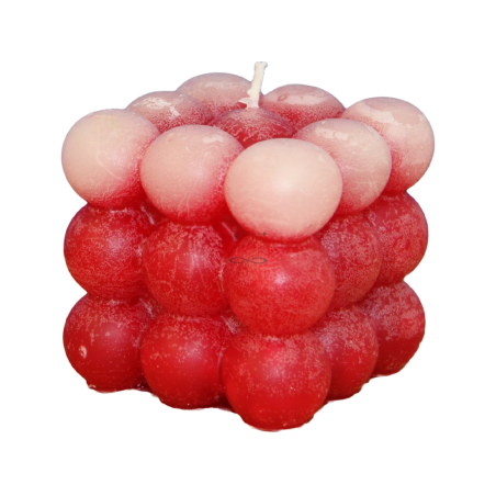 Svíčka KOSTKA BALL třpyt ledová červená