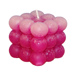 Kerze WÜRFEL PERLEN Glitzer Eis-Magenta – Handgemacht in Kralovske Porici