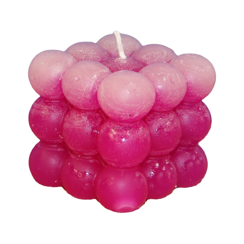Svíčka KOSTKA BALL třpyt ledová magenta