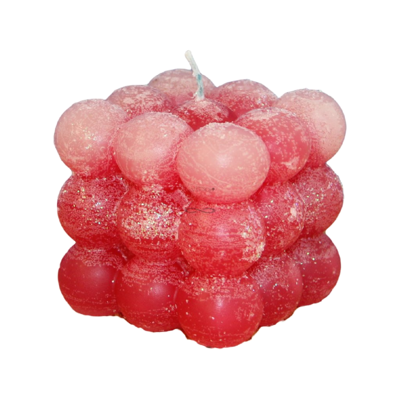 Svíčka KOSTKA BALL třpyt ledová růžová