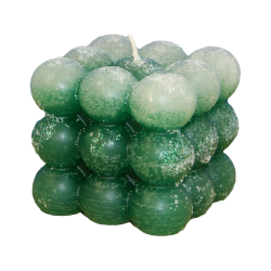Svíčka KOSTKA BALL třpyt ledová zelená