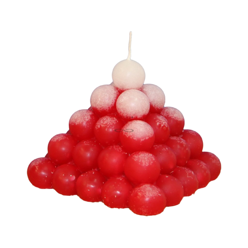 Svíčka PYRAMIDA BALL třpyt ledová červená