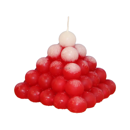 Svíčka PYRAMIDA BALL třpyt ledová červená