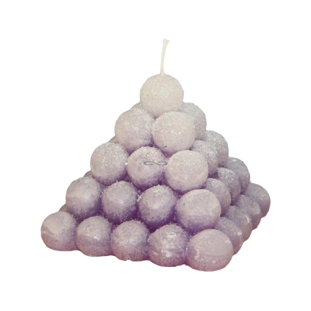 Svíčka PYRAMIDA BALL třpyt ledová fialová